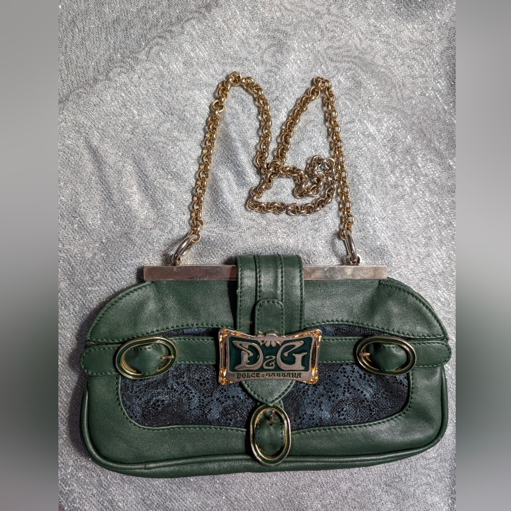 Dolce & Gabbana AUTHENIC, VINTAGE Kelly Green Atr Nouveau Style Evening Bag.